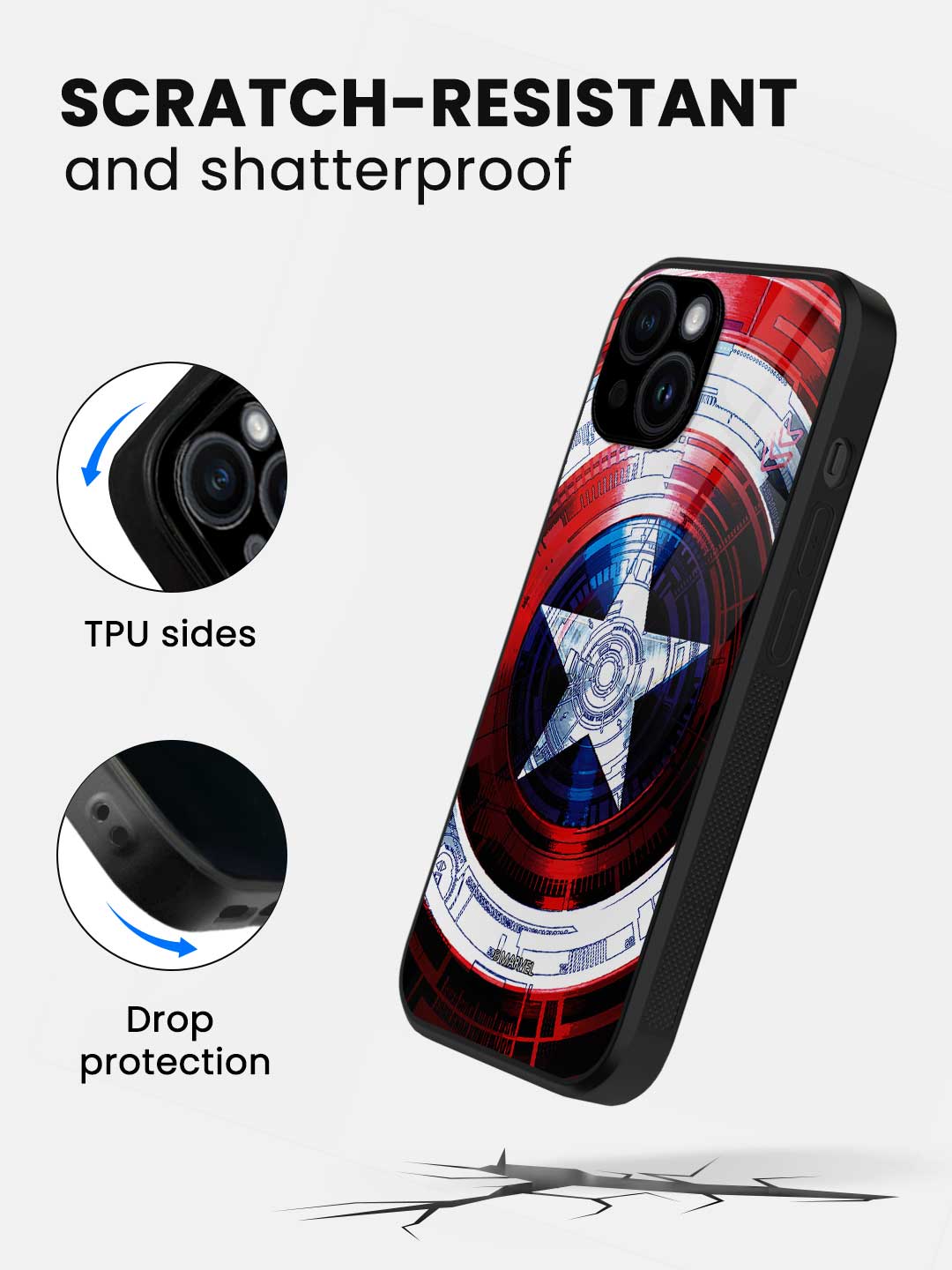 Captains Shield Decoded - iPhone 15 Plus Glass Cover