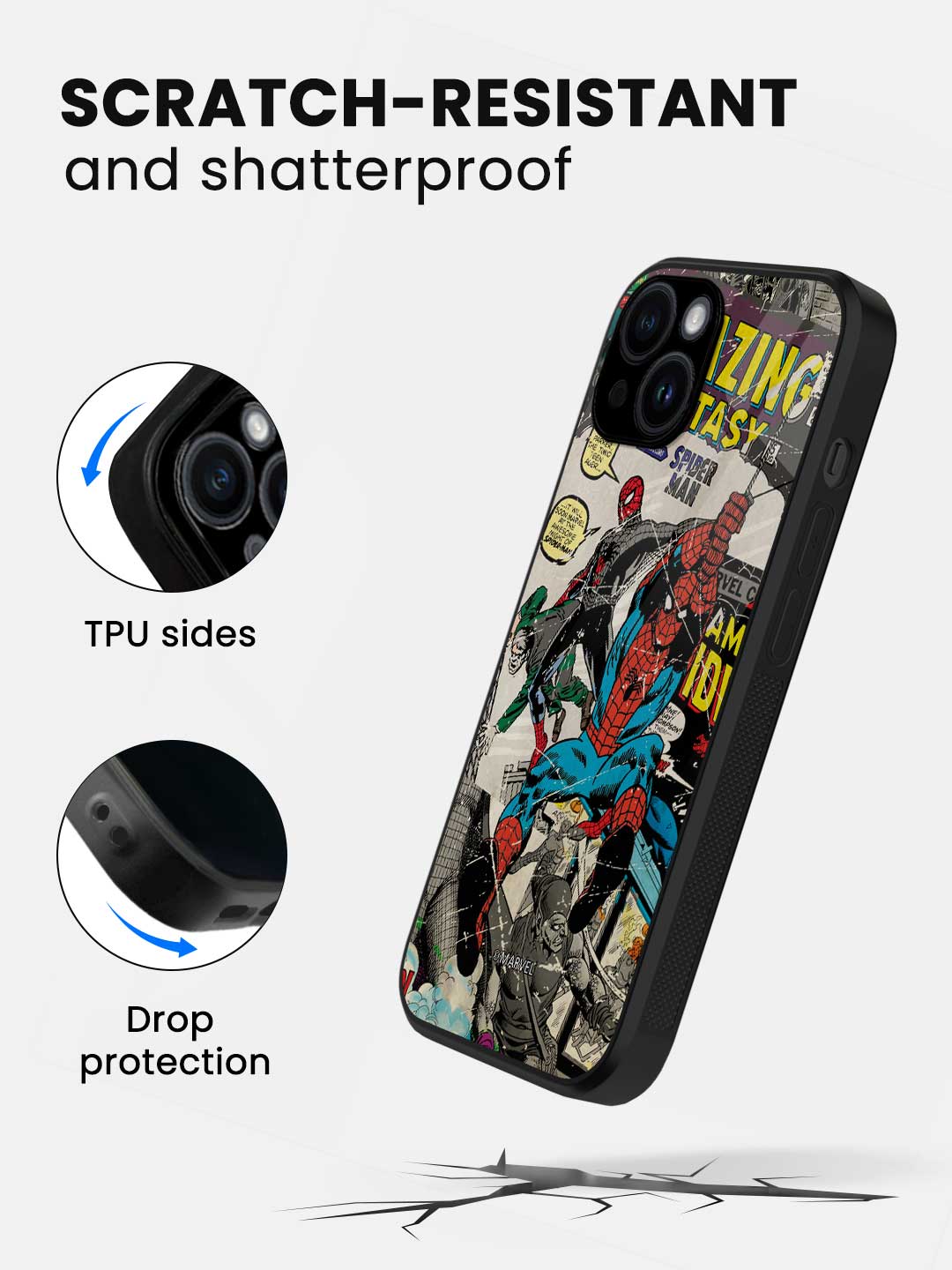 Comic Spidey - iPhone 15 Plus Glass Cover
