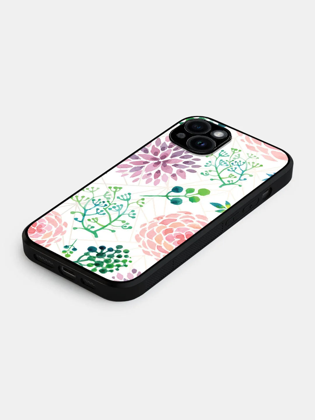 Ferns and Flowers - iPhone 15 Plus Cover - Glass