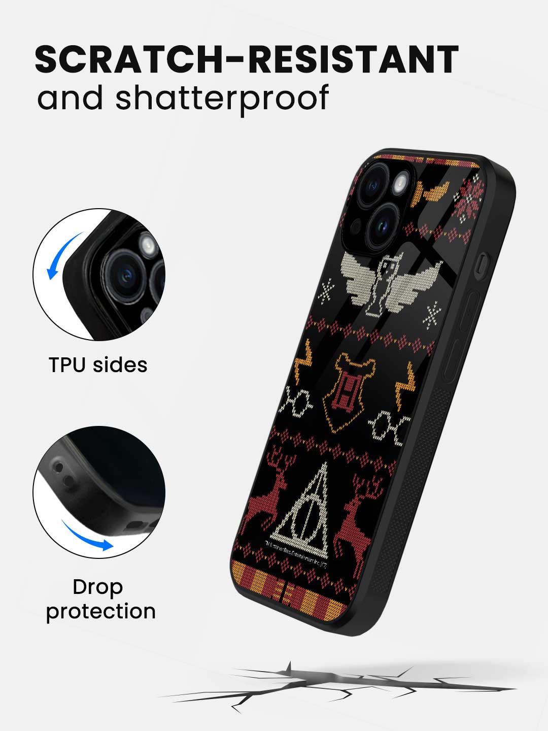 Harry Potter Christmas Pattern - iPhone 15 Plus Glass Cover