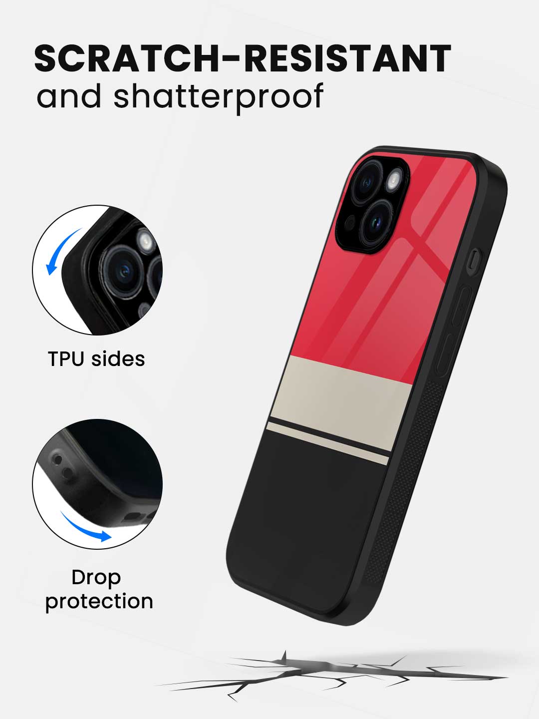 Racecar Stripes - iPhone 14 Plus Glass Cover