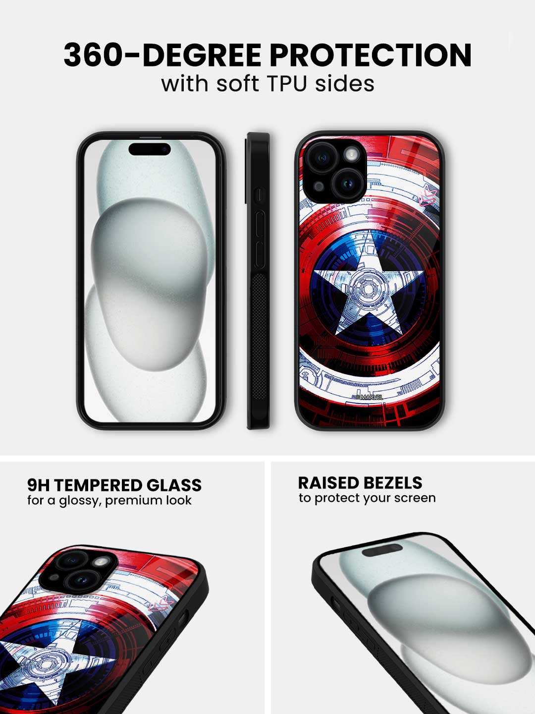 Captains Shield Decoded - iPhone 15 Plus Glass Cover