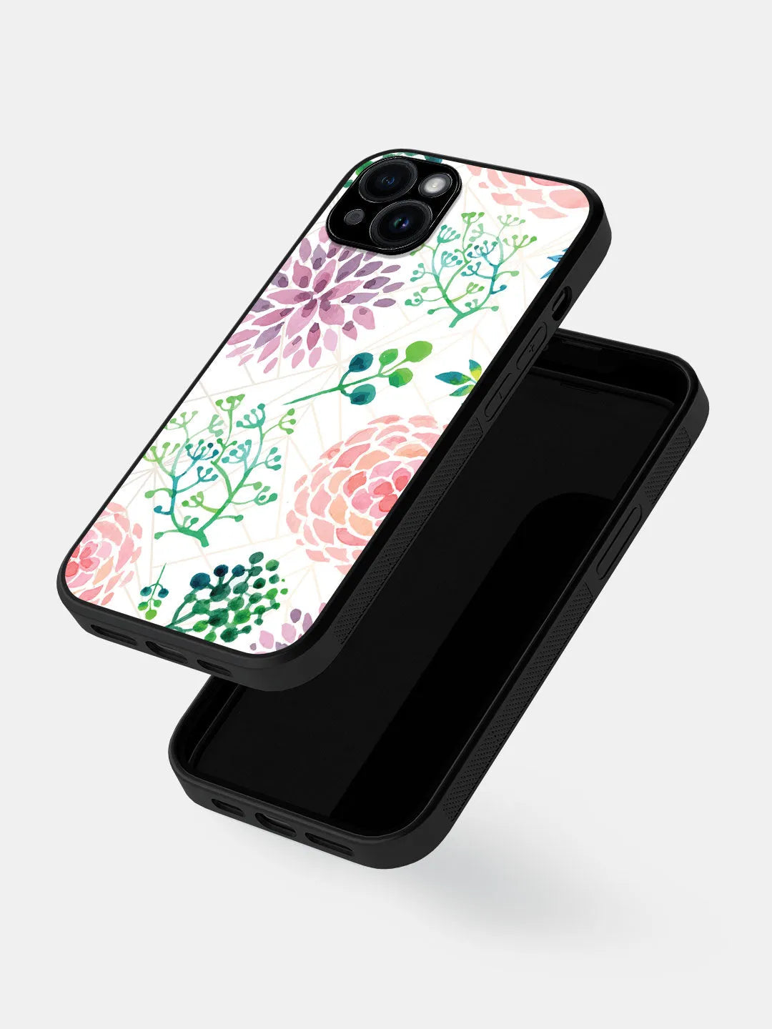Ferns and Flowers - iPhone 15 Plus Cover - Glass