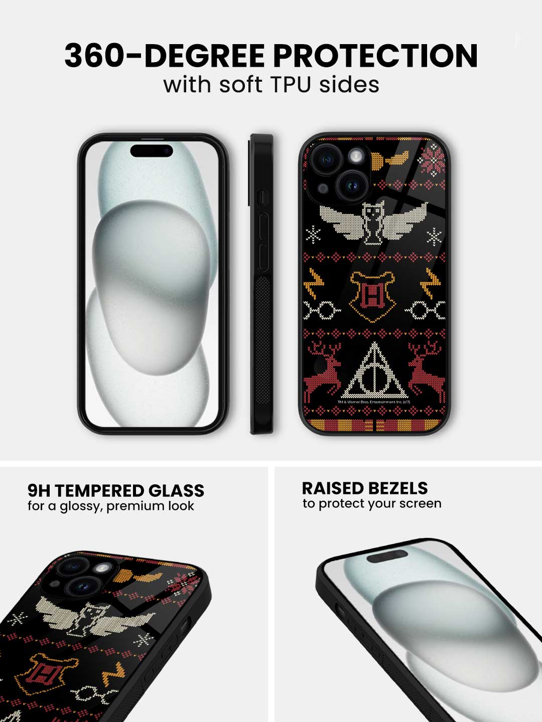 Harry Potter Christmas Pattern - iPhone 15 Plus Glass Cover