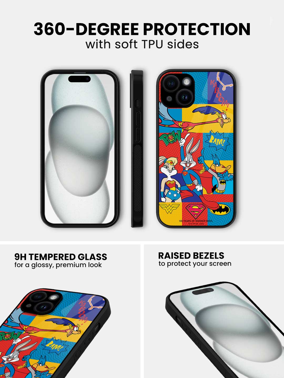 Justice League Shuffle - iPhone 15 Plus Glass Cover