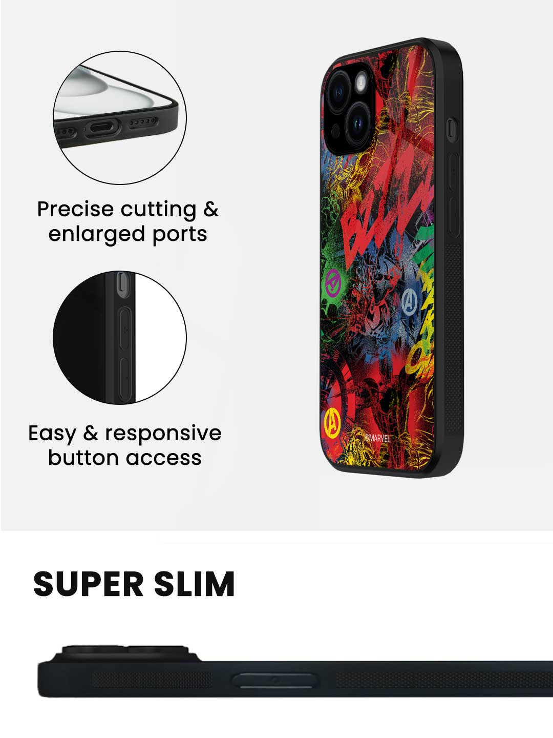 Avengers Grafitti - iPhone 15 Plus Glass Cover