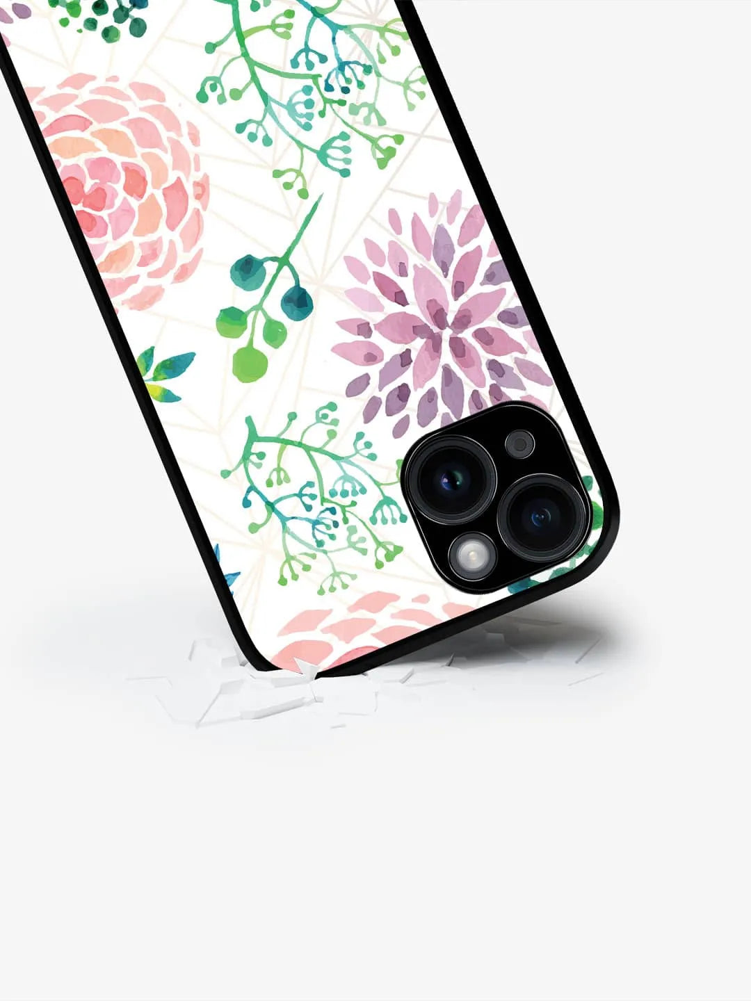 Ferns and Flowers - iPhone 15 Plus Cover - Glass