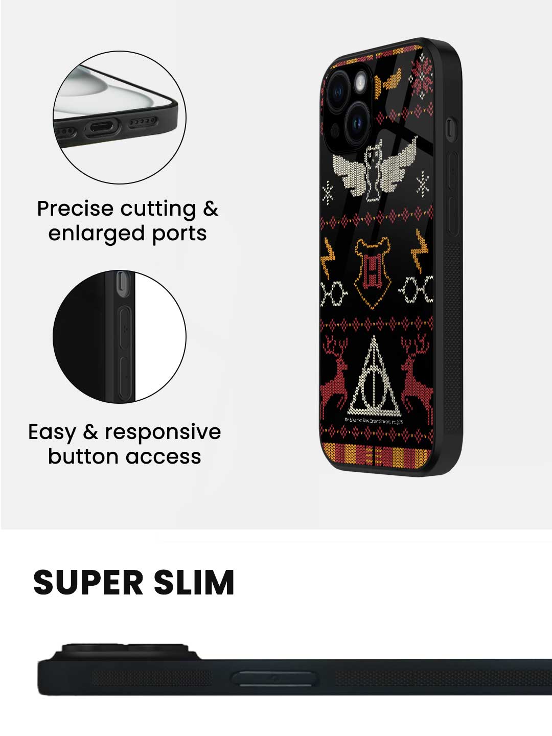 Harry Potter Christmas Pattern - iPhone 15 Plus Glass Cover