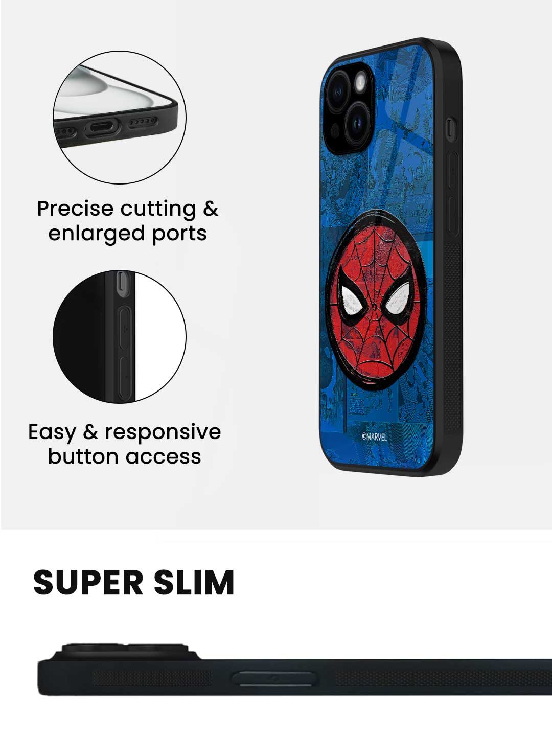Spidey Tingling Eyes - iPhone 15 Plus Glass Cover