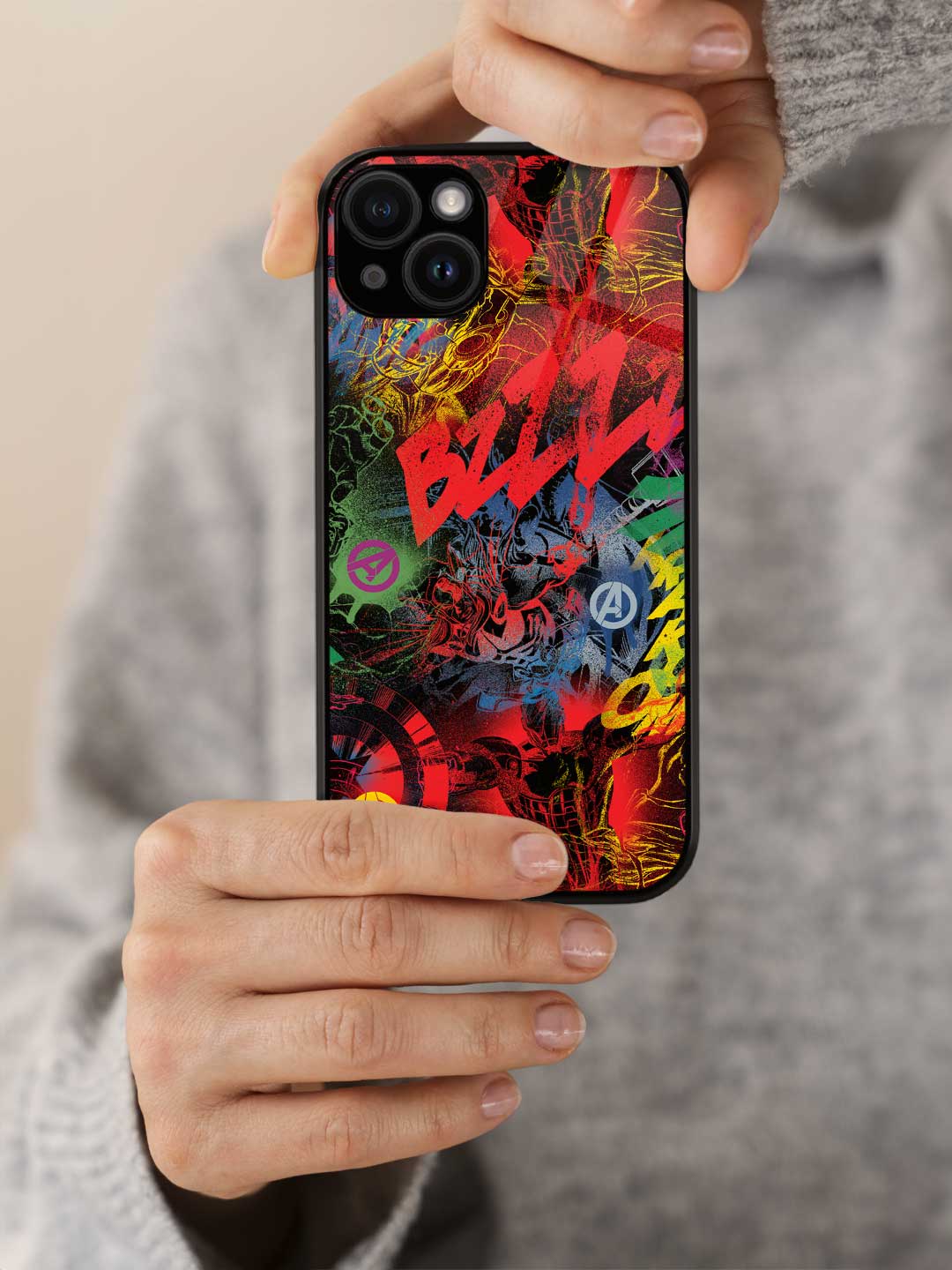 Avengers Grafitti - iPhone 15 Plus Glass Cover