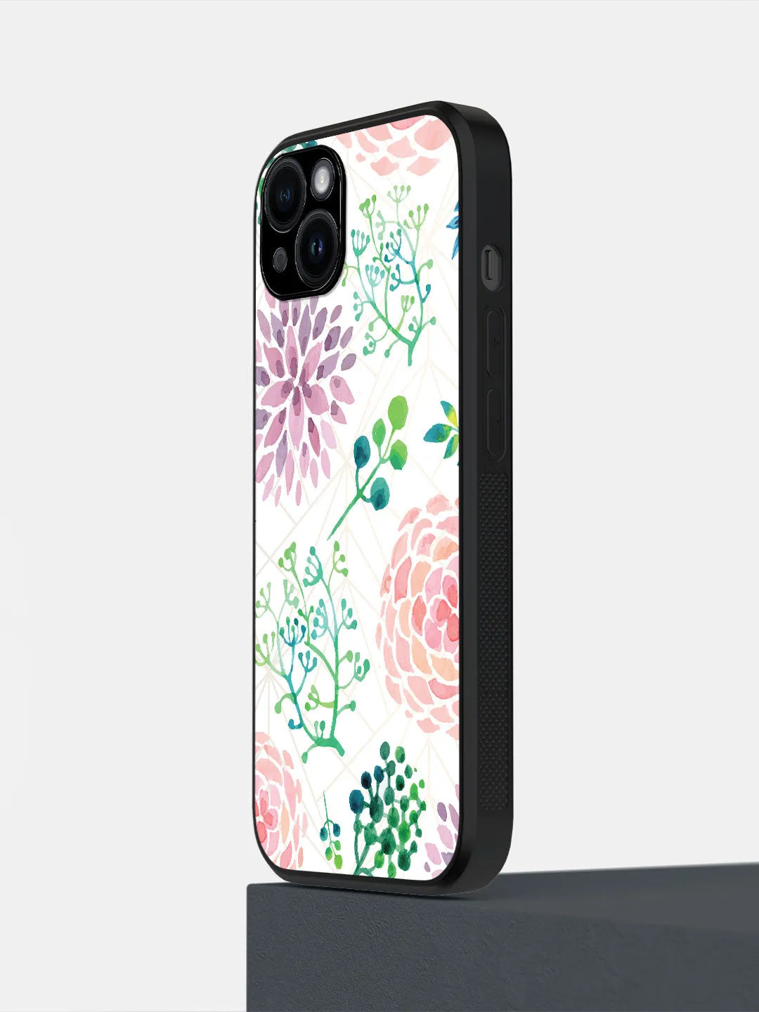 Ferns and Flowers - iPhone 15 Plus Cover - Glass