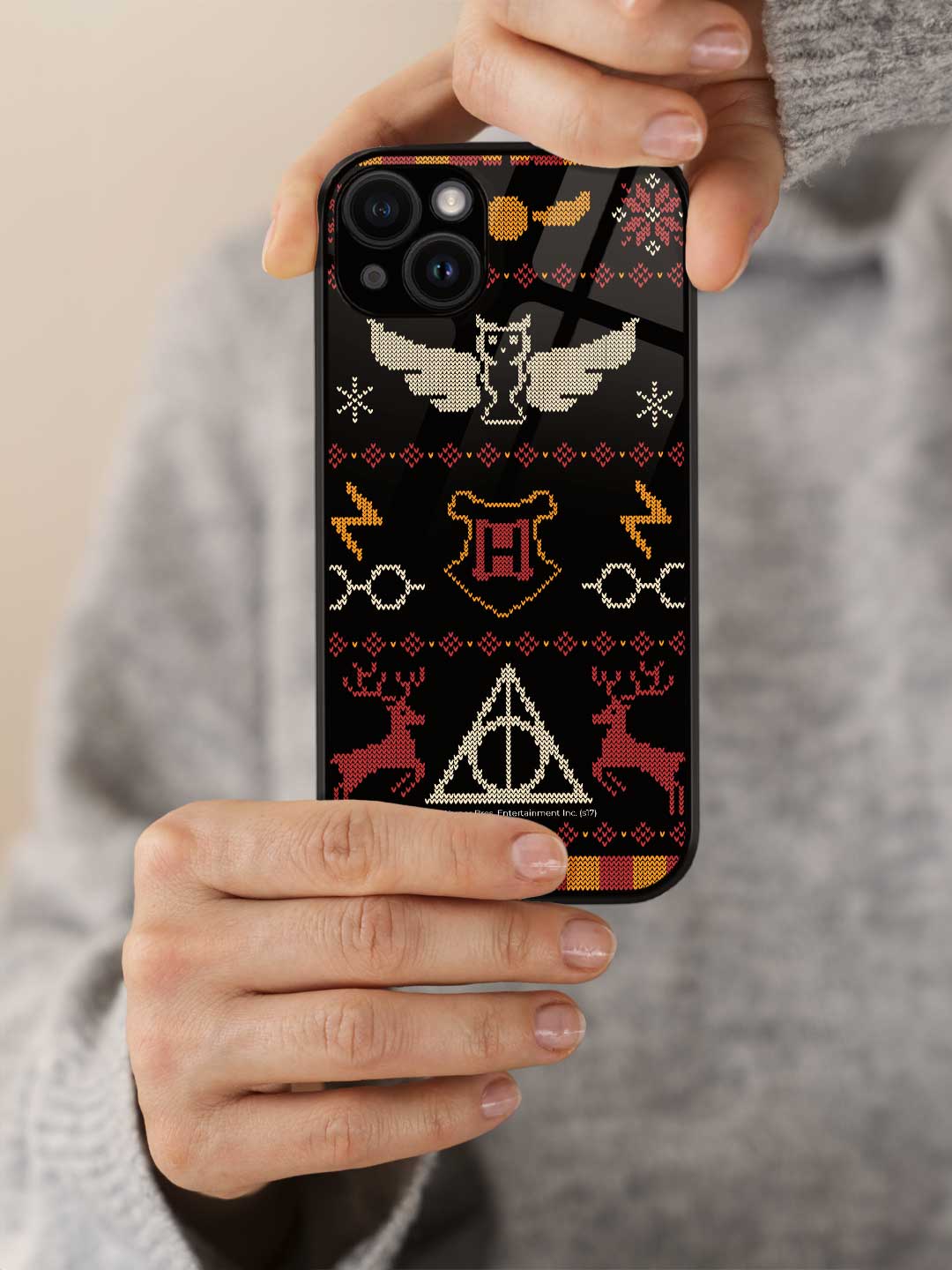 Harry Potter Christmas Pattern - iPhone 15 Plus Glass Cover