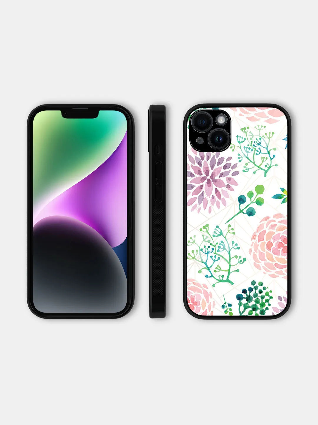 Ferns and Flowers - iPhone 15 Plus Cover - Glass