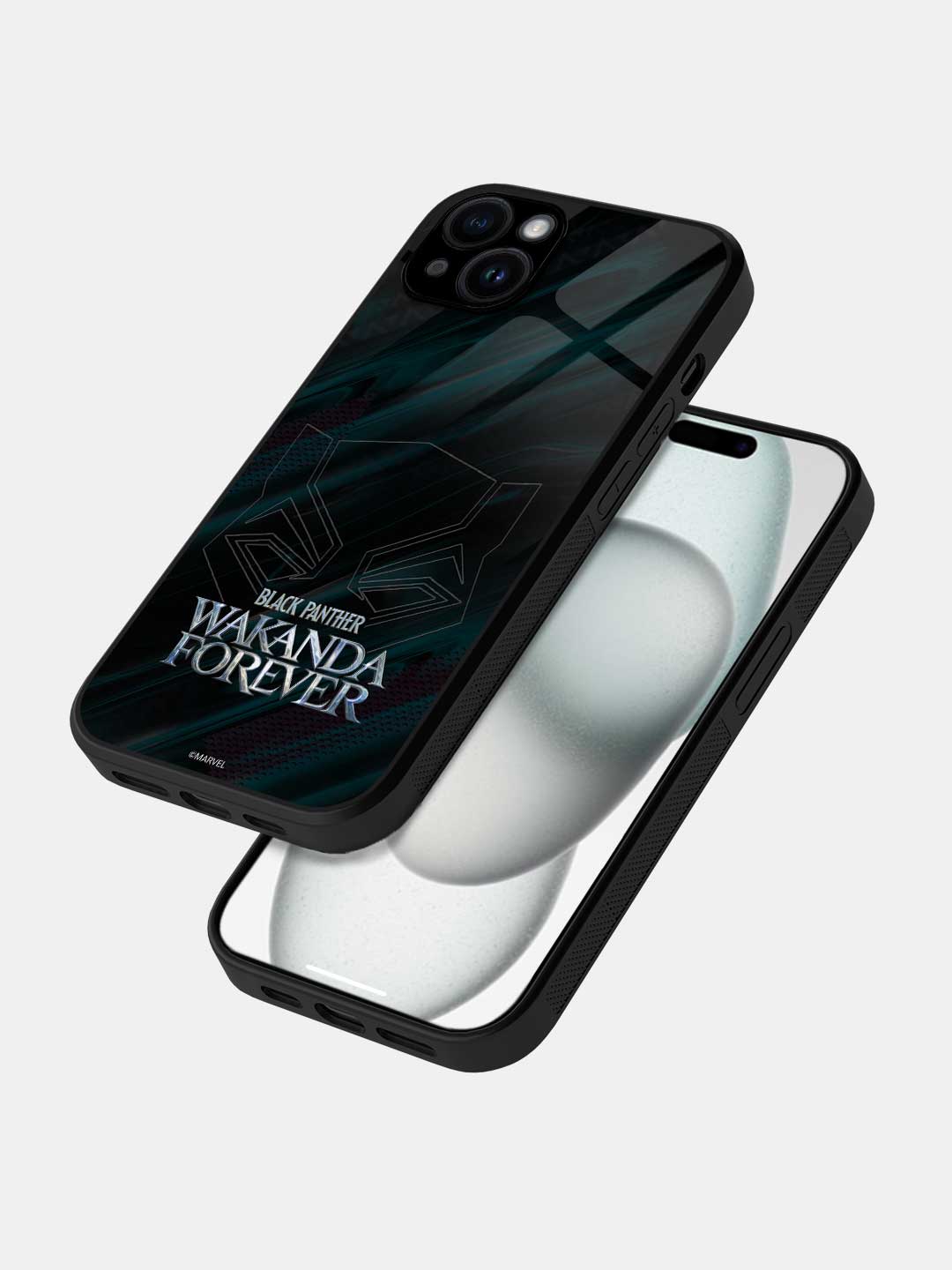 Wakanda Forever Logo Grey - iPhone 15 Plus Glass Cover