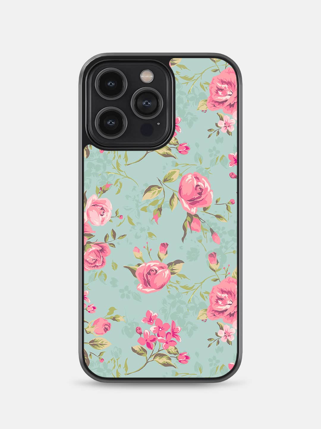 Teal Pink Flowers - iPhone 14 Pro Max Cover