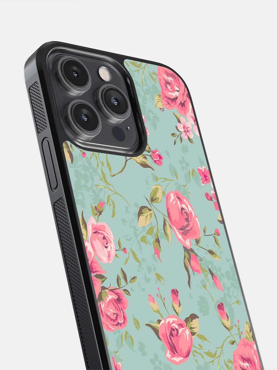 Teal Pink Flowers - iPhone 14 Pro Max Cover