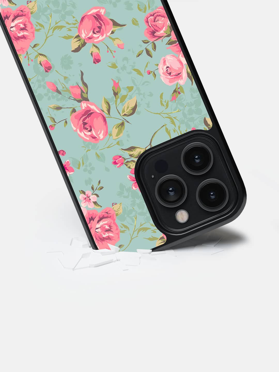 Teal Pink Flowers - iPhone 14 Pro Max Cover