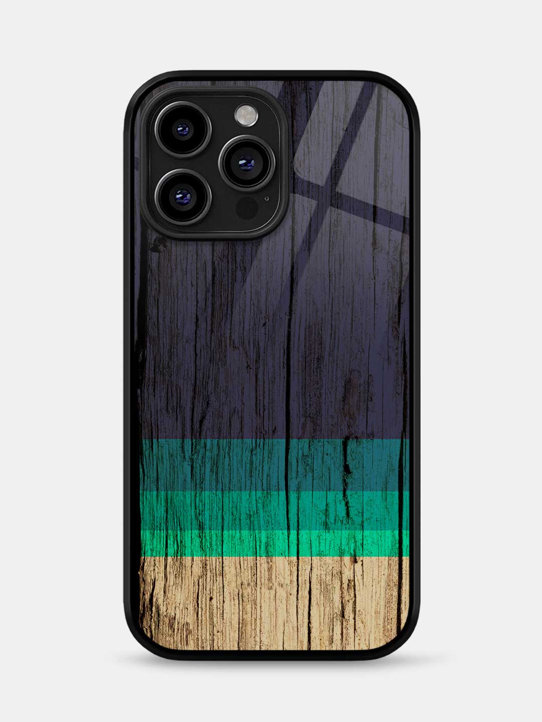Wood Stripes Blue - iPhone 14 Pro Max Glass Cover