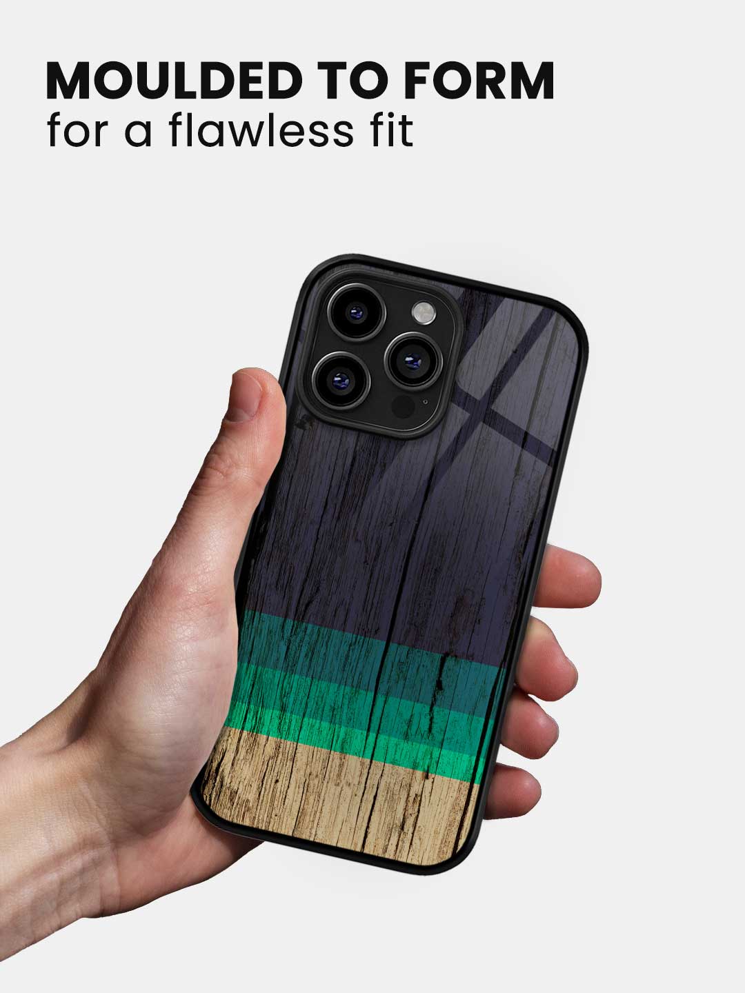 Wood Stripes Blue - iPhone 14 Pro Max Glass Cover