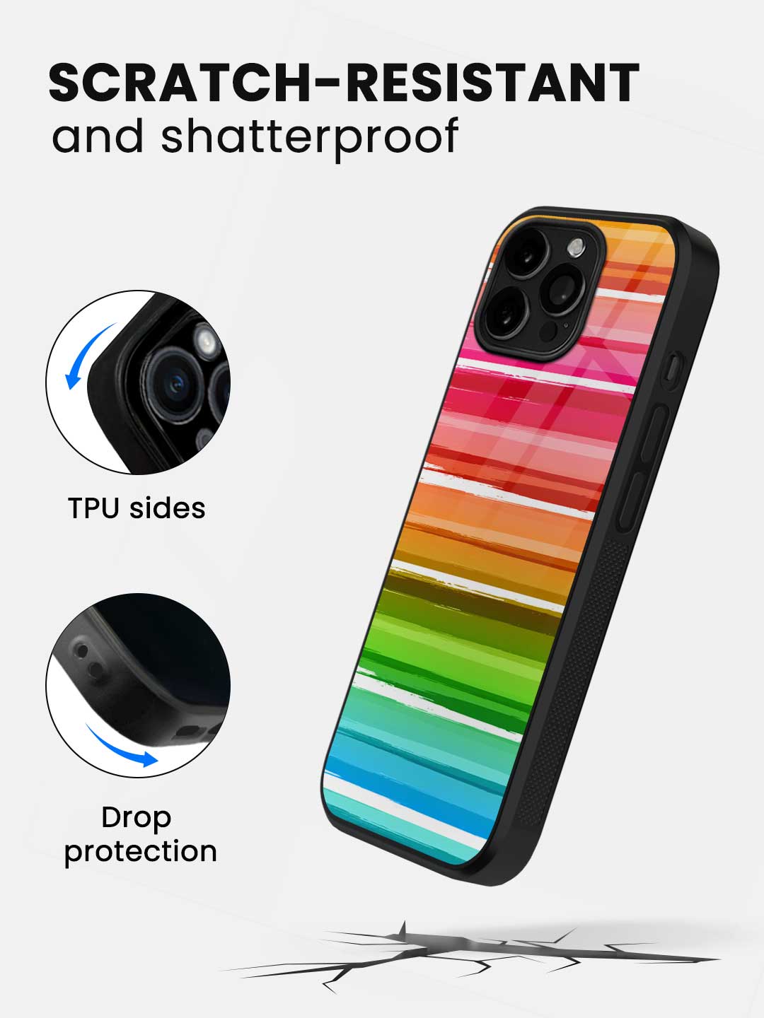 Colourful Brush Strokes - iPhone 15 Pro Max Glass Cover