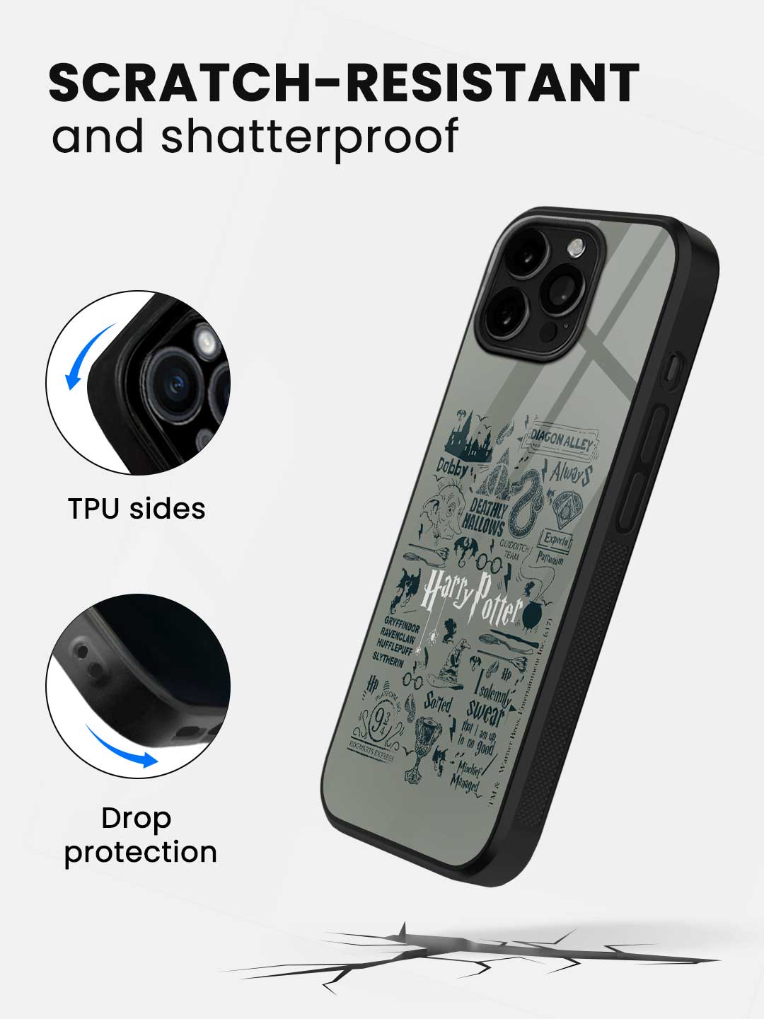 Harry Potter Infographic Grey - iPhone 14 Pro Max Glass Cover