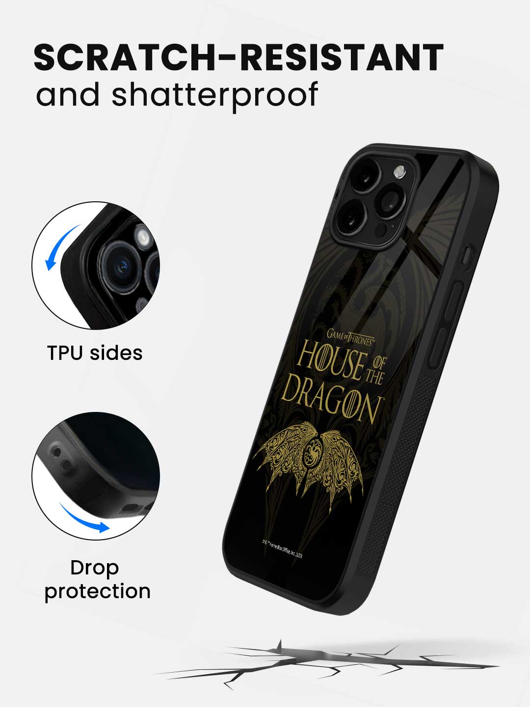 Winged Targaryen Crest - iPhone 15 Pro Max Glass Cover