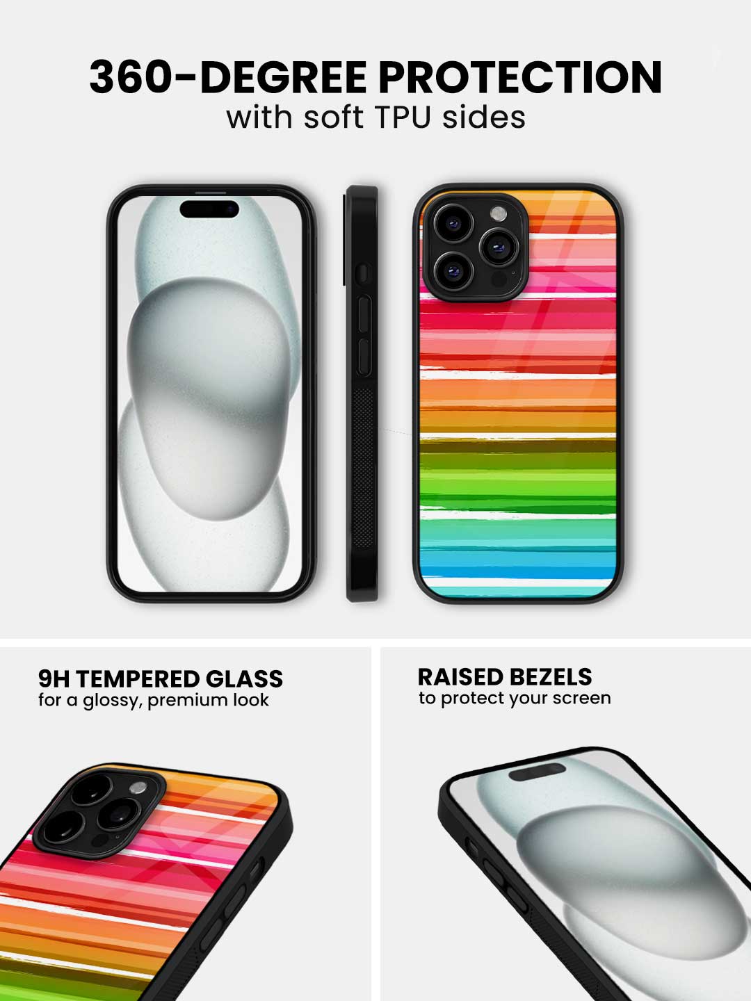 Colourful Brush Strokes - iPhone 15 Pro Max Glass Cover