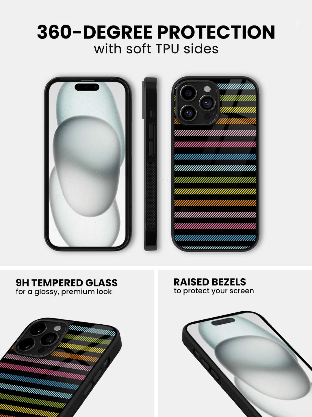 Stripes All the Way - iPhone 15 Pro Max Glass Cover