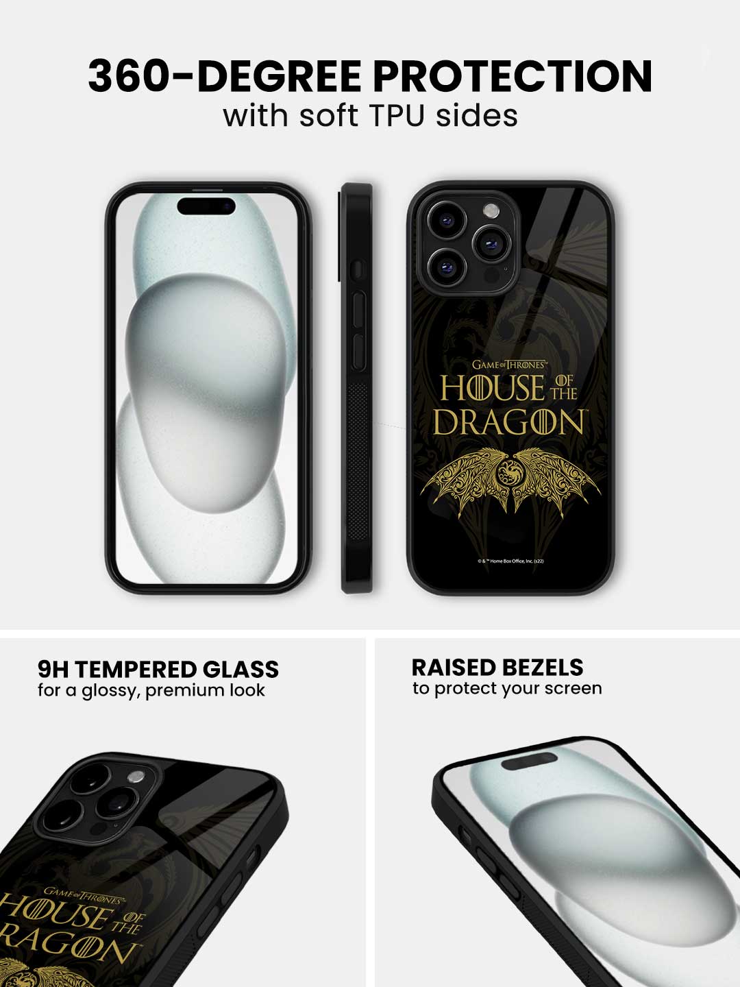 Winged Targaryen Crest - iPhone 15 Pro Max Glass Cover