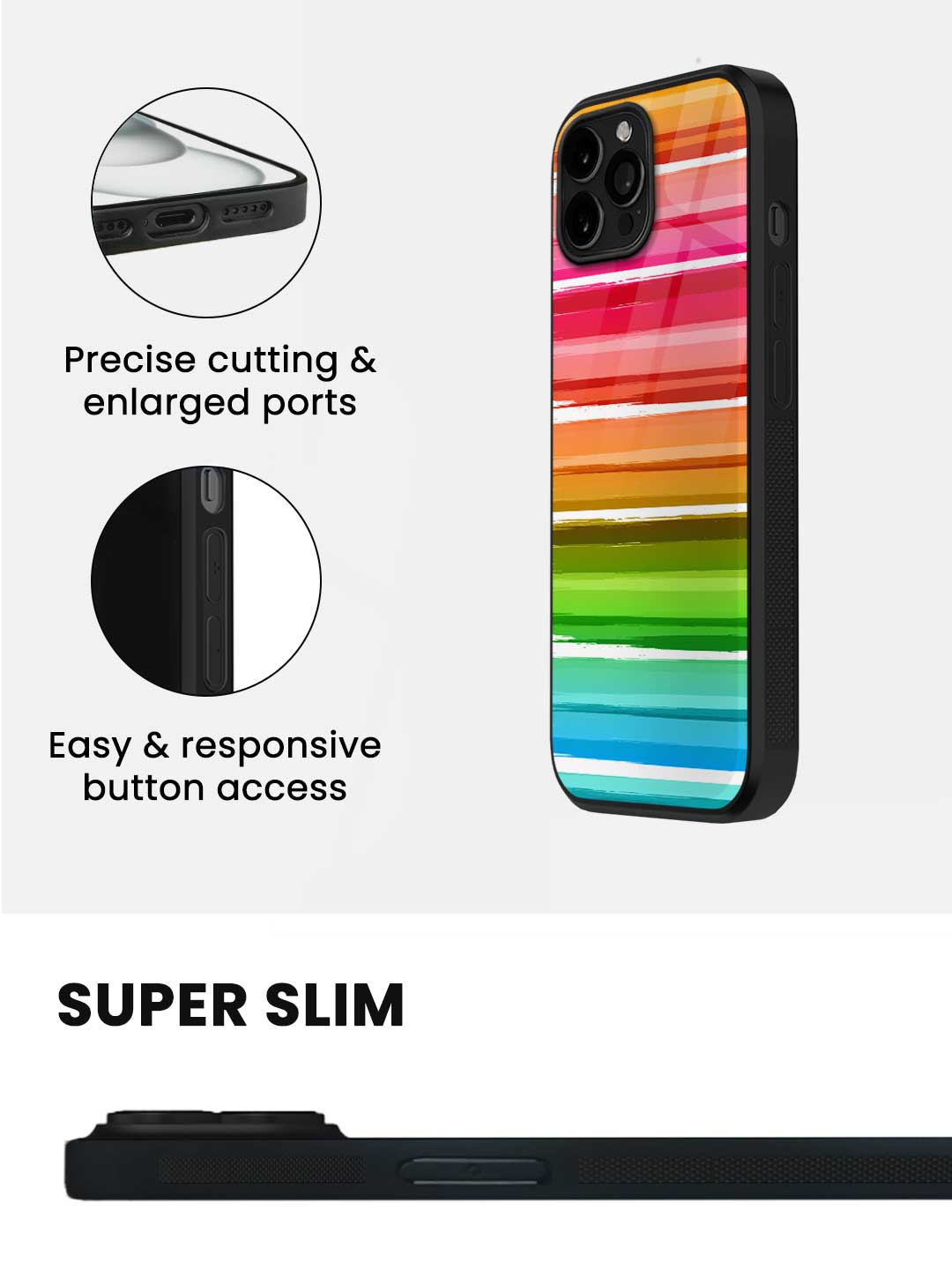 Colourful Brush Strokes - iPhone 15 Pro Max Glass Cover