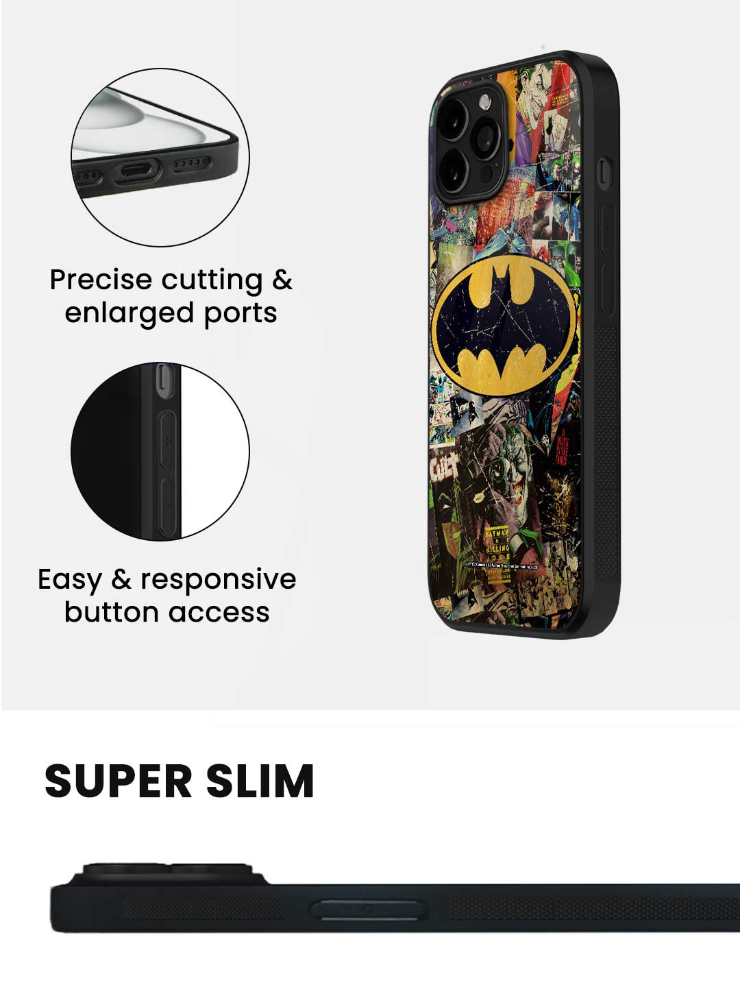 Comic Bat - iPhone 14 Pro Max Glass Cover