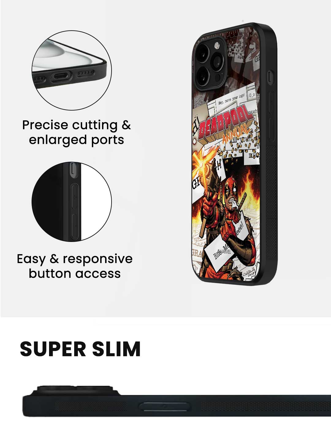 Comic Deadpool - iPhone 14 Pro Max Glass Cover