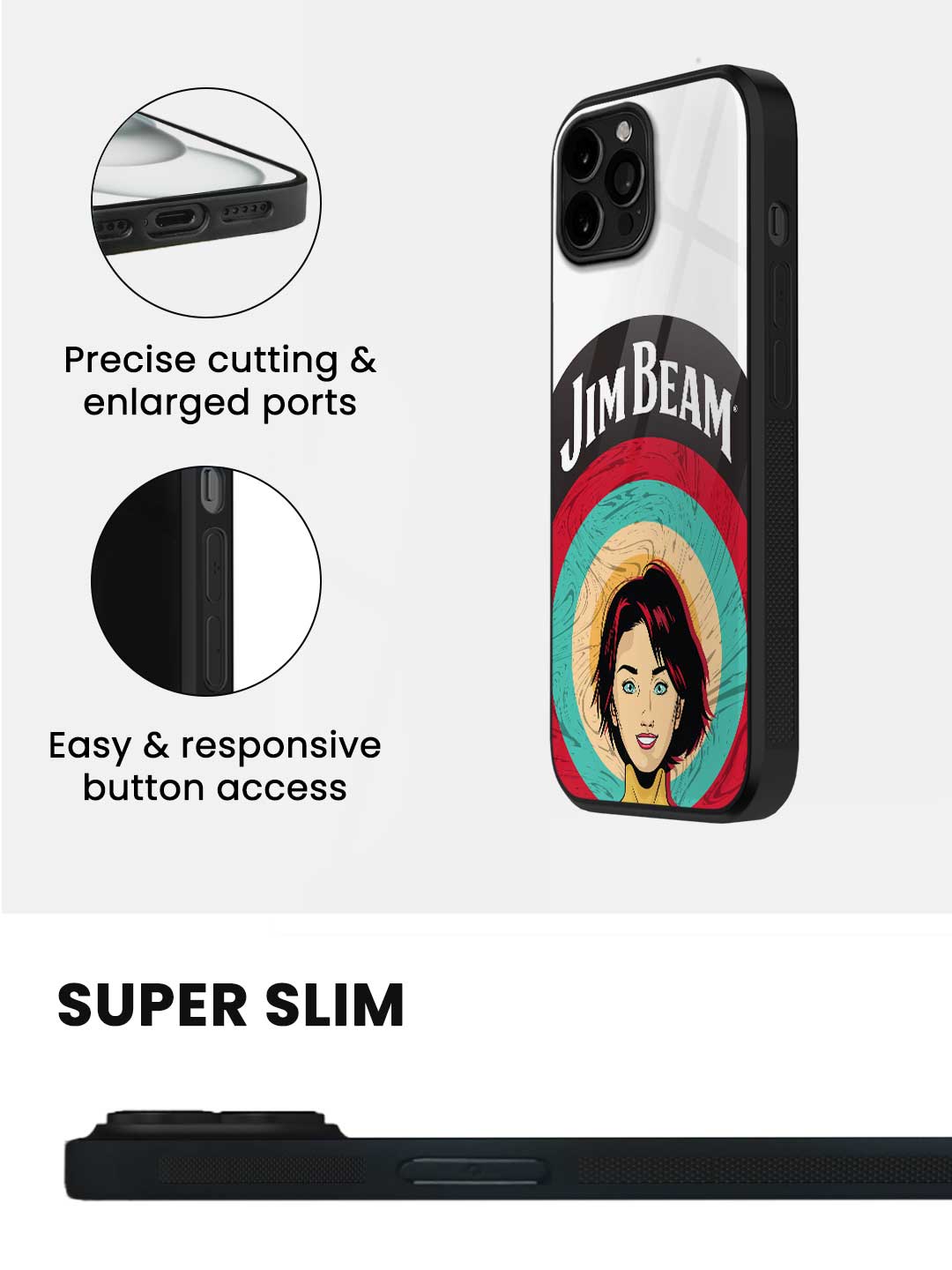 Jim Beam Character White - iPhone 14 Pro Max Glass Cover