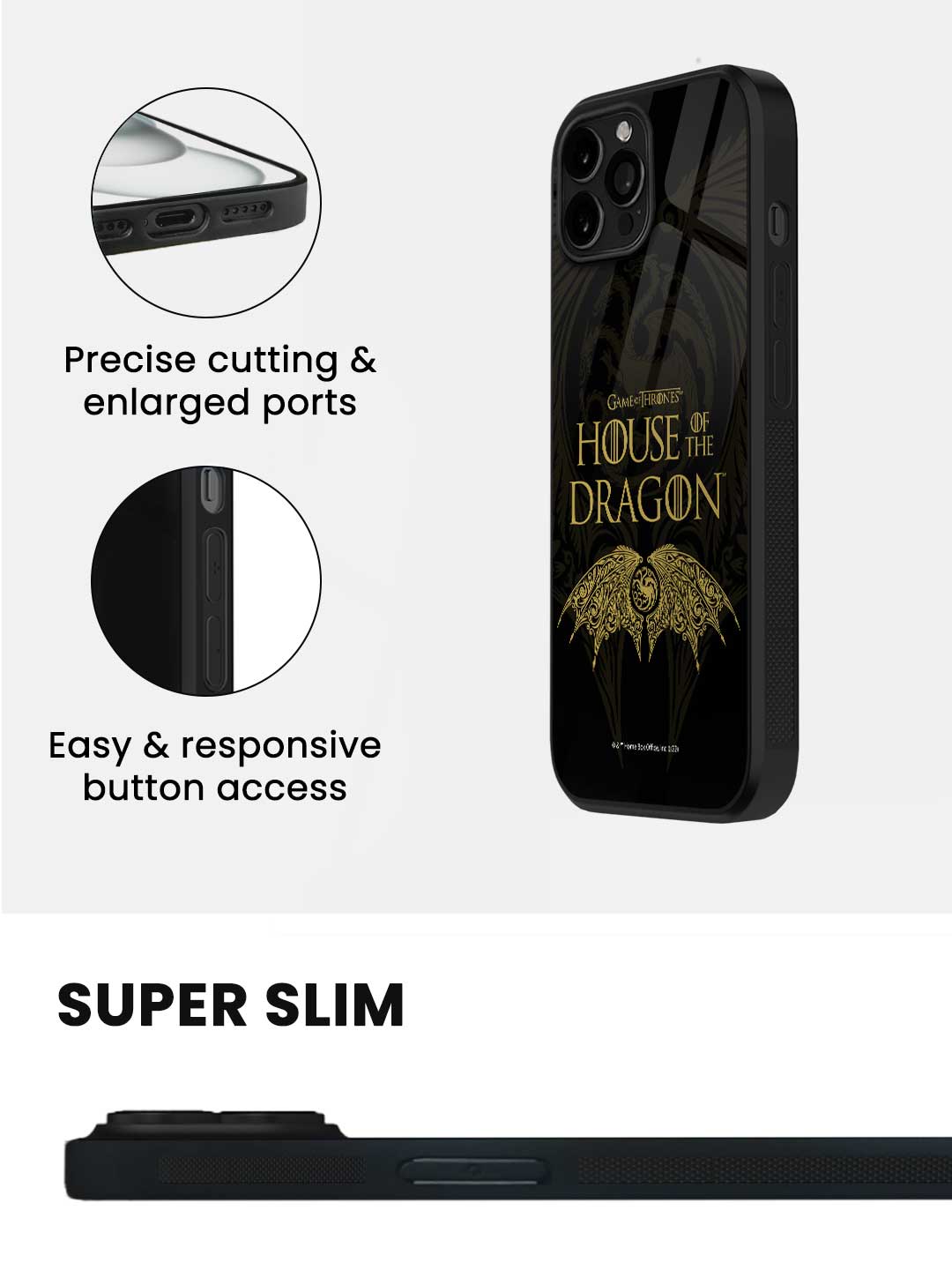 Winged Targaryen Crest - iPhone 15 Pro Max Glass Cover