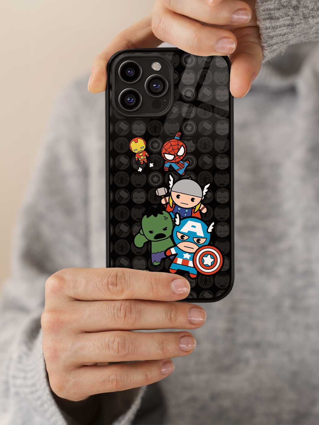 Kawaii Marvel Comics - iPhone 15 Pro Max Glass Cover