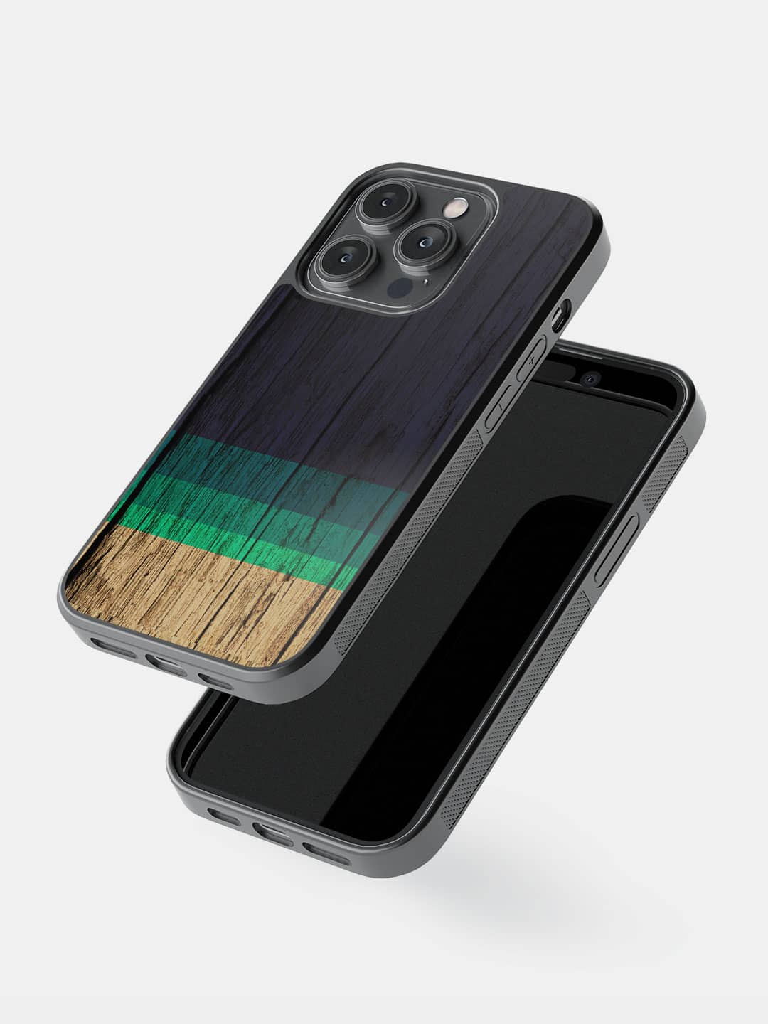 Wood Stripes Blue - iPhone 14 Pro Cover
