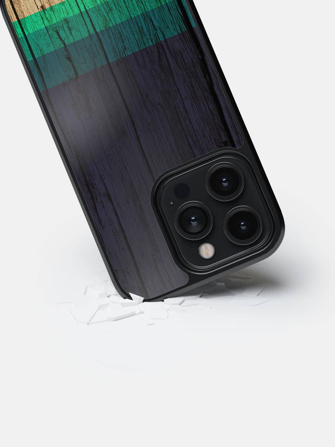 Wood Stripes Blue - iPhone 14 Pro Cover