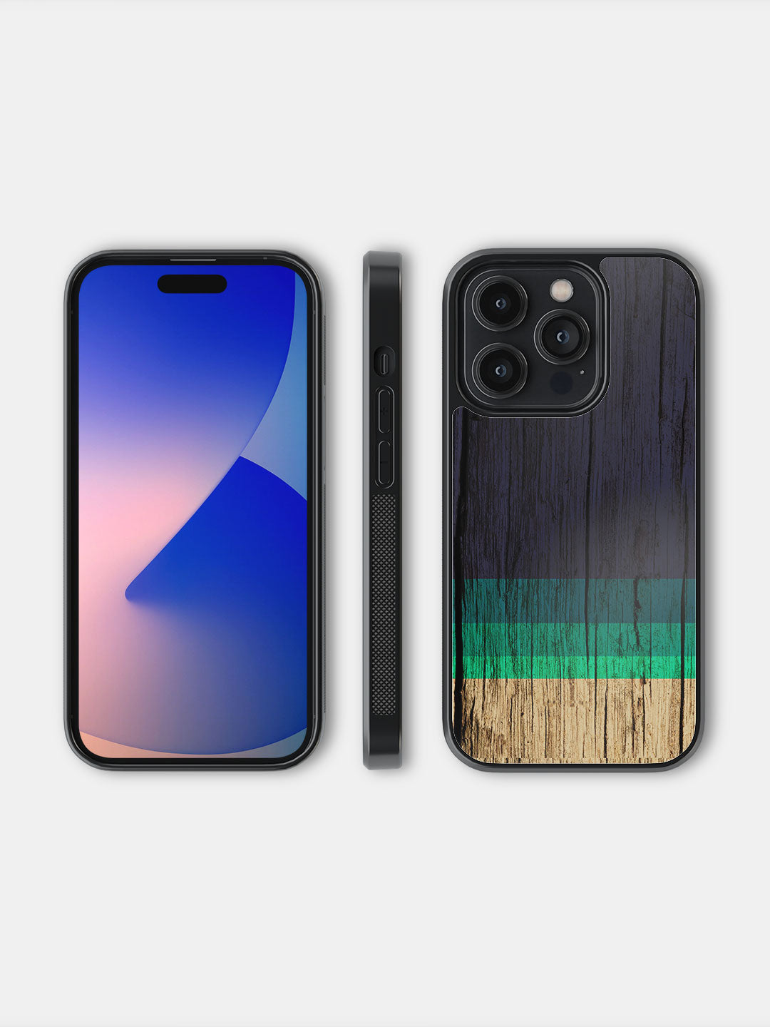 Wood Stripes Blue - iPhone 14 Pro Cover
