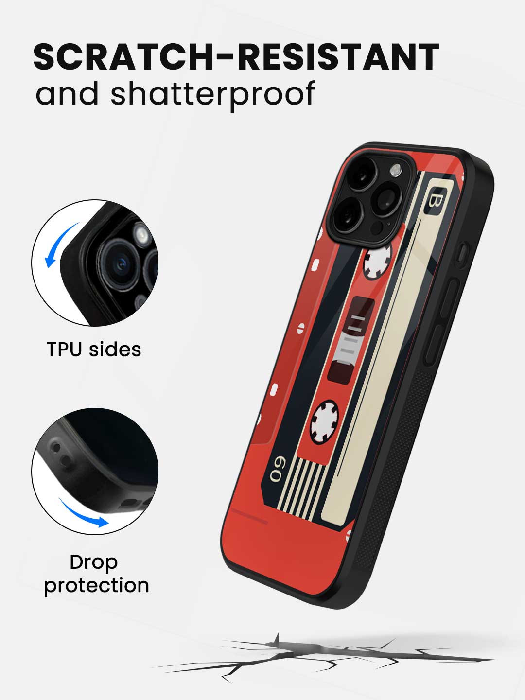 Cassette Red - iPhone 14 Pro Glass Cover