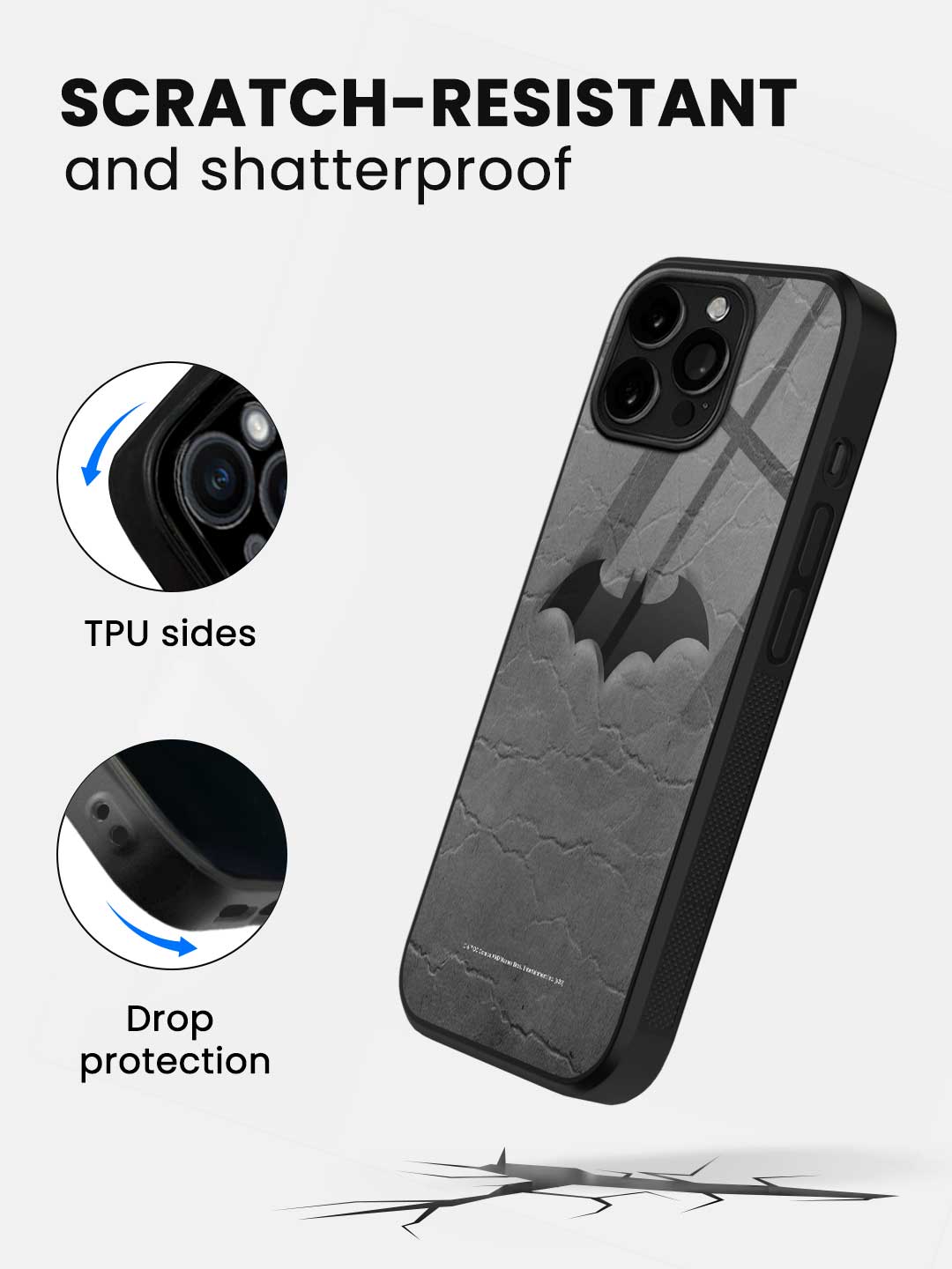 Fade Out Batman - iPhone 15 Pro Glass Cover