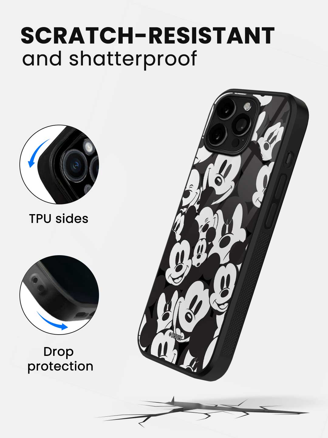 Mickey Smileys - iPhone 15 Pro Glass Cover