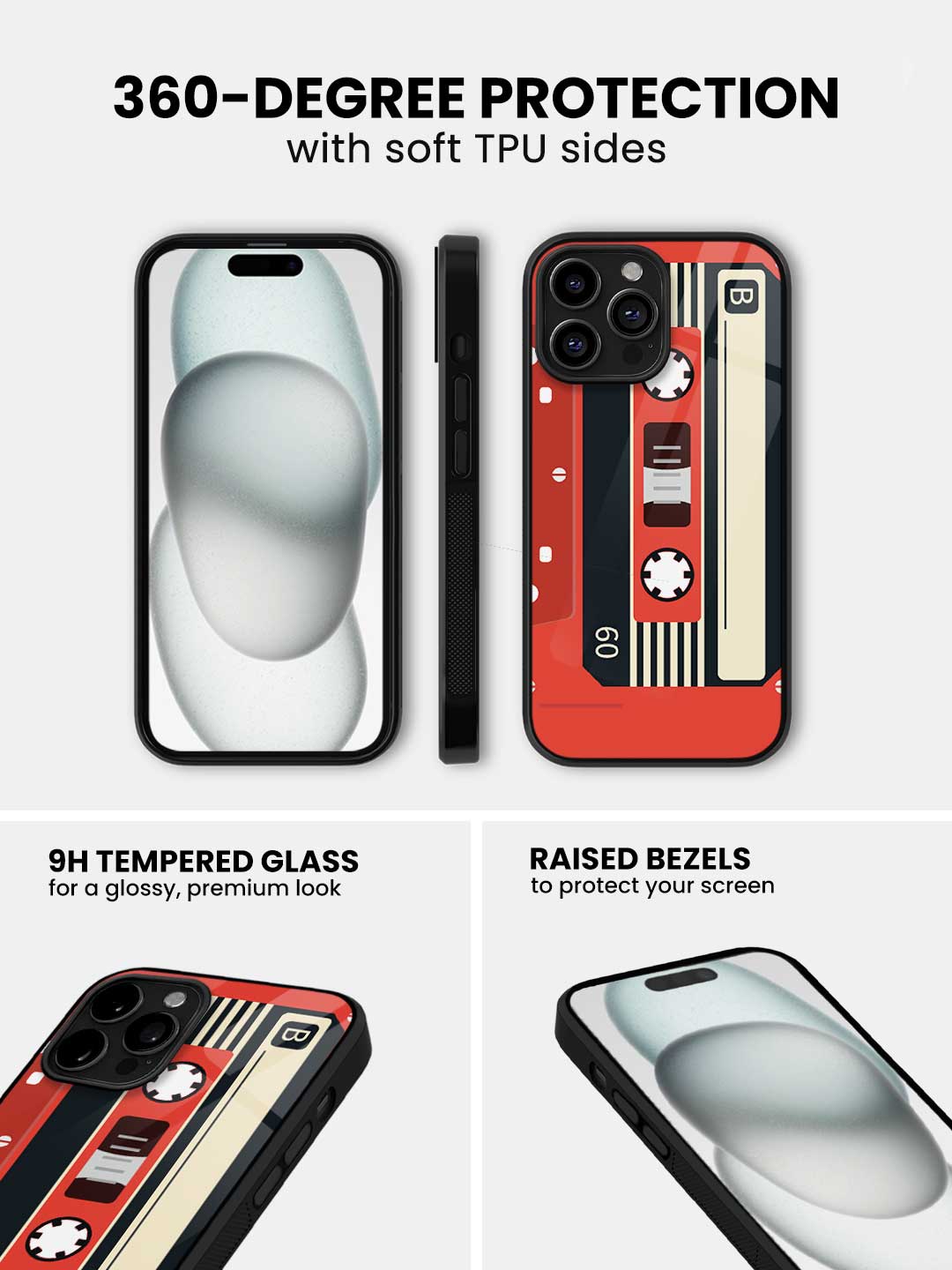 Cassette Red - iPhone 14 Pro Glass Cover