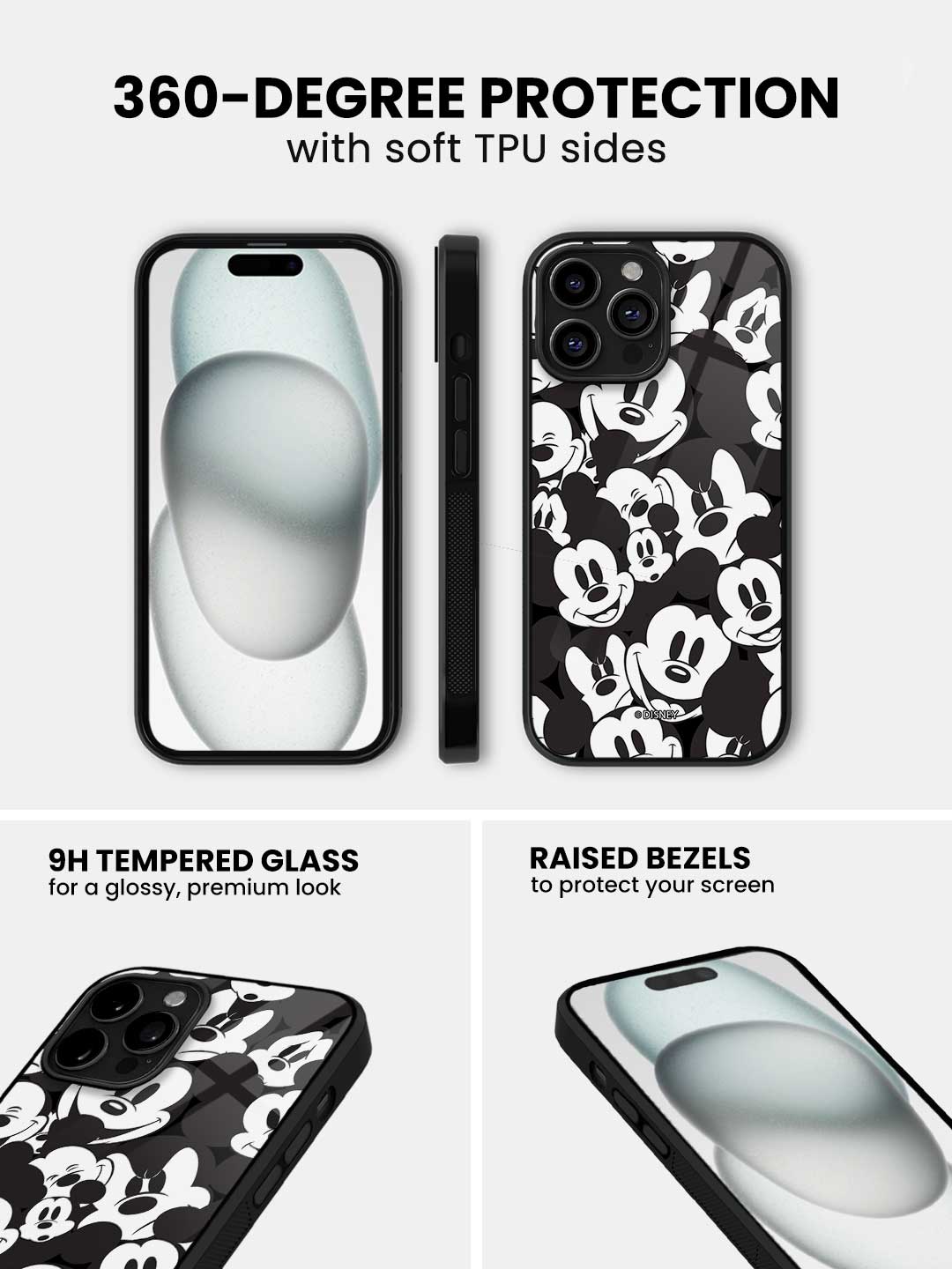 Mickey Smileys - iPhone 15 Pro Glass Cover