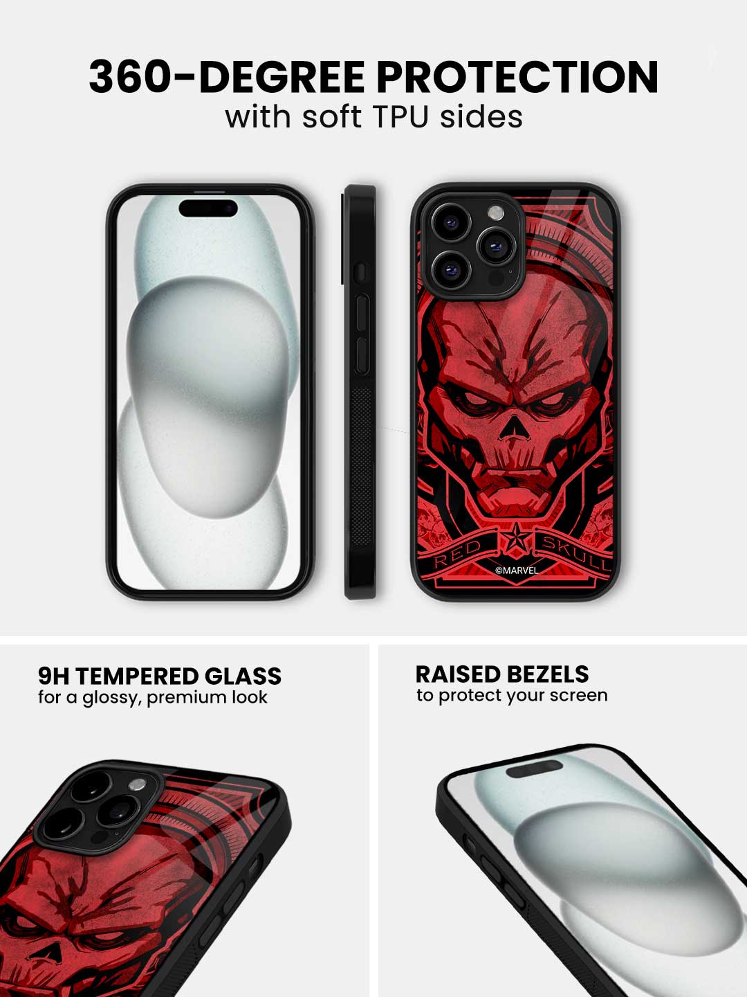 Red Skull Saga - iPhone 15 Pro Glass Cover