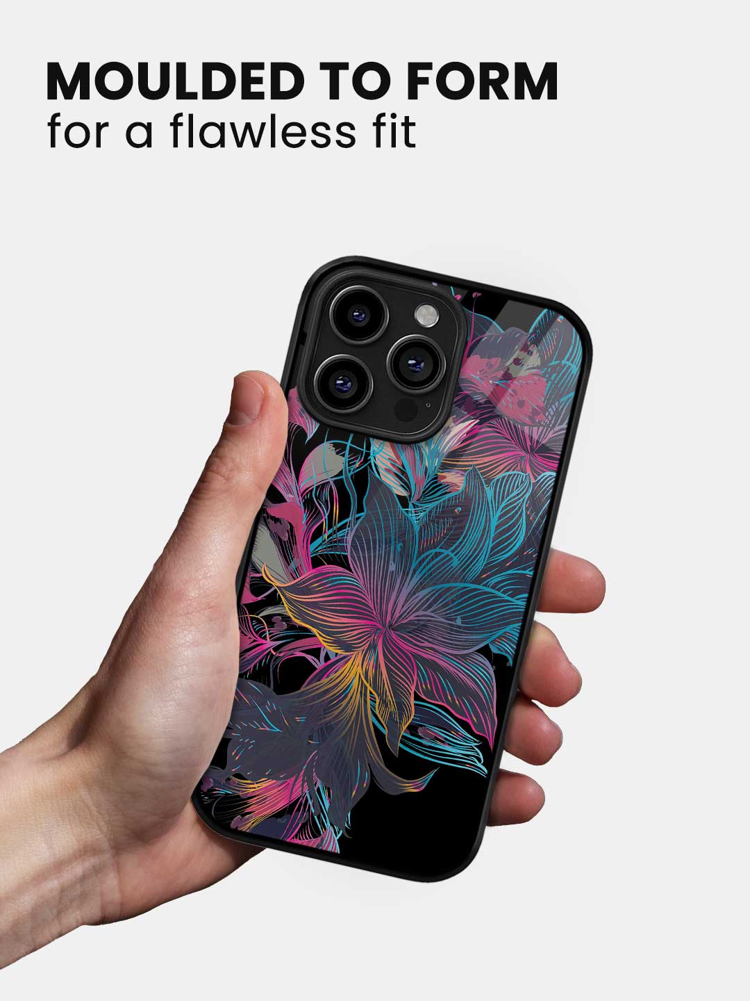 Neon Flowers - iPhone 16 Pro Max Glass Cover