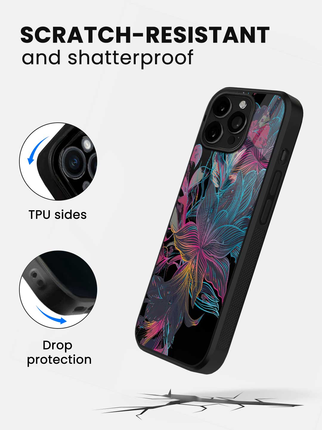 Neon Flowers - iPhone 16 Pro Max Glass Cover