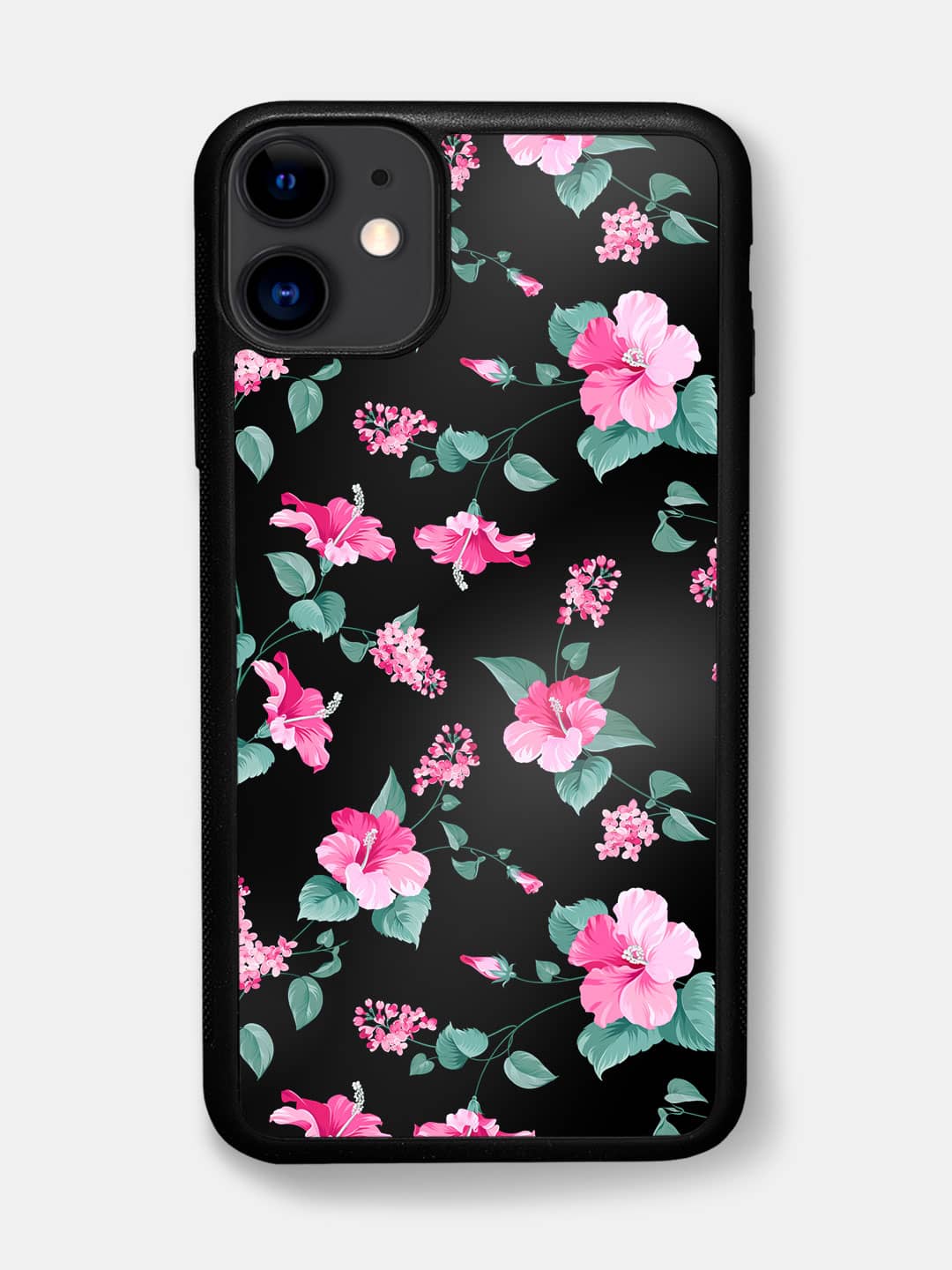 SK Hibiscus Blush Black - iPhone 11 Cover