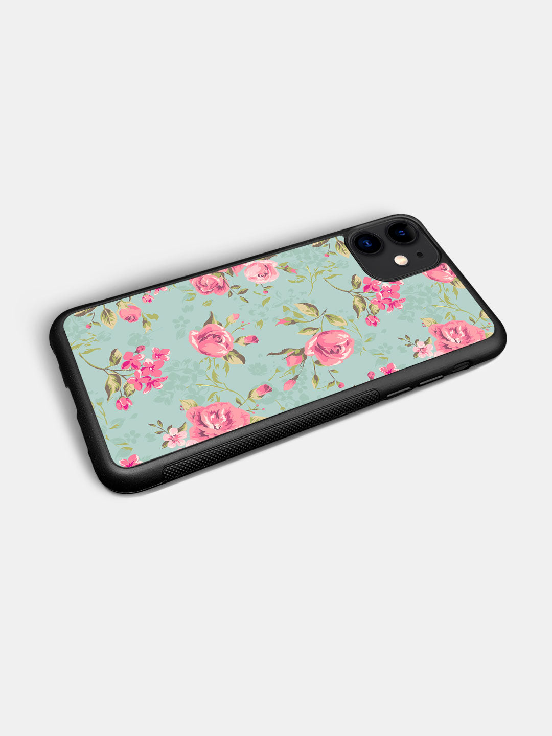Teal Pink Flowers - iPhone 11 Bumper Cover