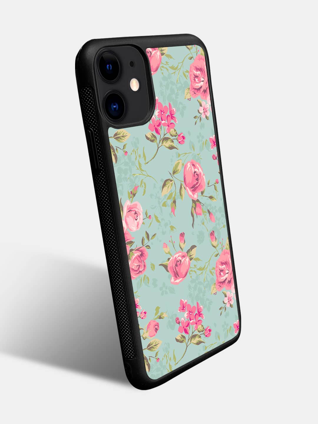 Teal Pink Flowers - iPhone 11 Bumper Cover