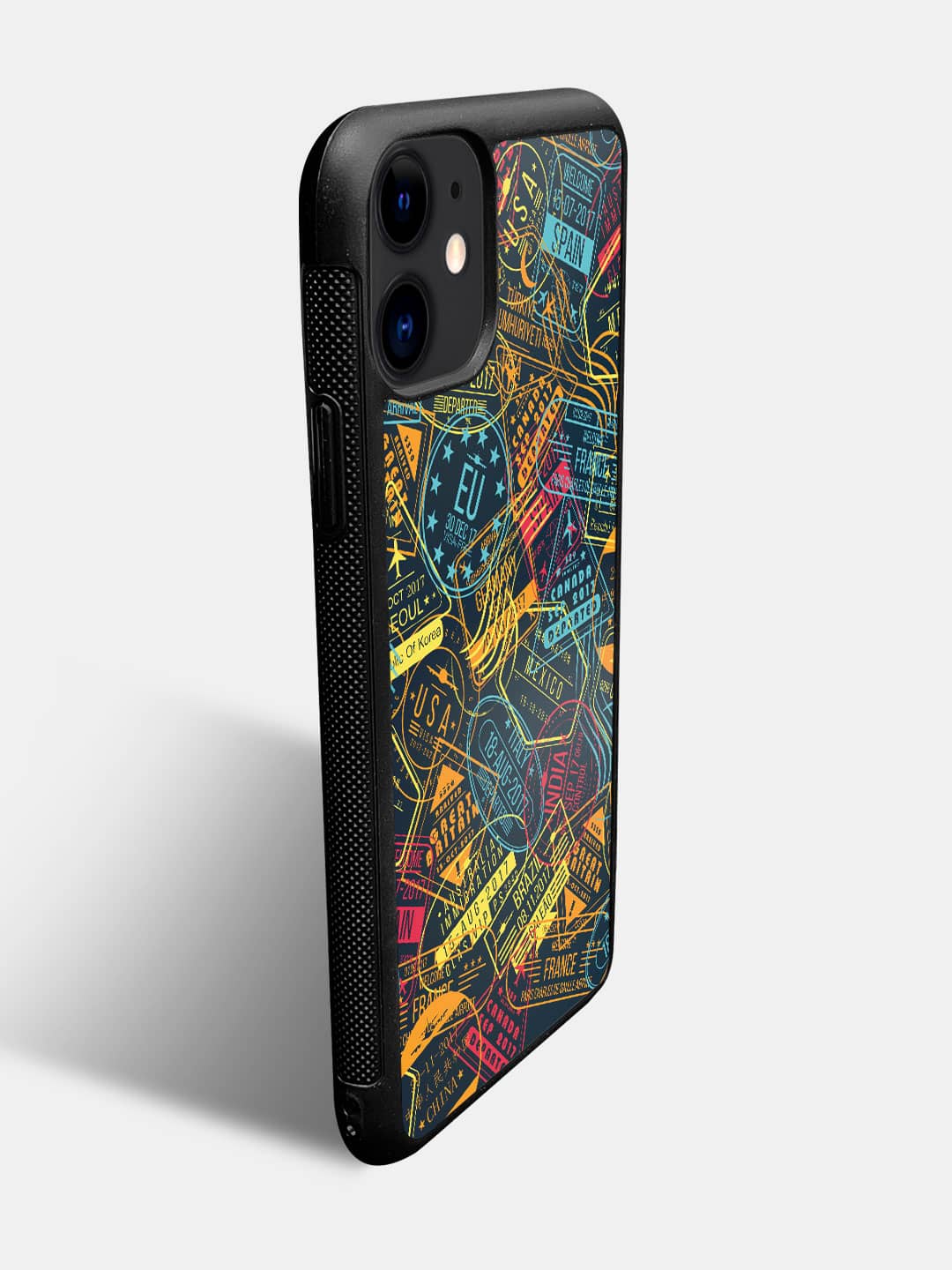 Immigration Stamps Neon - iPhone 11 Cover